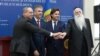 Ministrul de externe israelian Eli Cohen (al doilea din stânga), cu colegul său moldovean Nicu Popescu (al doilea din dreapta) la Chișinău, în august 2023. (Andrei Moraru, RFE/RL)