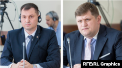 Procurorii Vasile Plevan și Gheorghe Graur în timpul audierilor la comisia pre-vetting. 