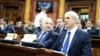 Vođa pravnog tima Srbije pred MSP-om, Dušan Bataković (levo) i predsednik Srbije Boris Tadić (desno) na sednici Skupštine Srbije o Kosovu, 26. jul 2010.