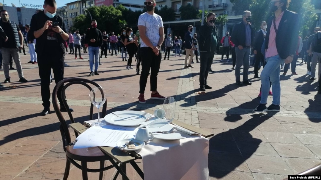 Protest ugostiteljskih radnika u Podgorici, 6. novembar 2020. 