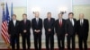 Potpredsjednik SAD Džozef Bajden, ambasador SAD u BiH Čarls Ingliš,Havijer Solana (visoki predstavnik EU za vanjsku politiku i sigurnost),Valentin Incko (visoki predstavnik u BiH) i članovi Predsjedništva BiH u Sarajevu,19.05.2009.
