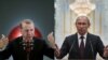 Președintele Tayyp Erdoğan (stînga) se întîlnește cu omologuil său rus Vladimir Putin în 9 august la St. Petersburg pentru a discuta criza din Siria și cooperarea energetică și de afaceri între Turcia și Rusia.