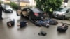 Працівники місцевої поліції прибули на місце стрілянини на одній із вулиць міста Бровари, де затримали осіб зі зброєю. Бровари, 29 травня 2020 року