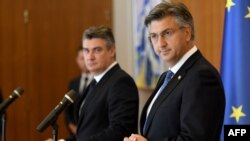 Zoran Milanović i Andrej Plenković, nakon dodjeljivanja mandata za sastav Vlade, srpanj 2020
