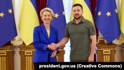Ursula von der Leyen és Volodimir Zelenszkij Kijevben 2022. szeptember 15-én