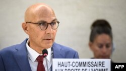 Birleşen Milletler Guramasynyň adam hukuklary boýunça komissary Wolker Türk Adam hukuklary geňeşiniň Ženewada geçýän 57-nji mejlisiniň açylyşynda çykyş edýär. 9-njy sentýabr, 2024 ý. 
