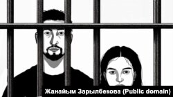 Азамат Ишенбеков жана Махабат Тажибек кызы. Сүрөттү Жанайым Зарылбекова тарткан.