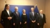 Razgovori u Briselu: Aleksandar Vučić, Tomislav Nikolić, Federica Mogherini, Hašim Tači i Isa Mustafa