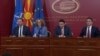 Прес конференција на министерот за внатешни работи Оливер Спасовски, министерката за одбрана Радмила Шекеринска, вицепремиерот за евроинтеграции Бујар Османи и министерот за надворешни работи Никола Димитров