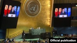 Президент Садыр Жапаровдун БУУнун Башкы ассамблеясындагы видео-кайрылуусу. 21-сентябрь, 2021-жыл. Нью-Йорк