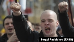 Участник акции националистов «Русский марш» 