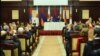 Armenia - Senior members of the ruling Republican Party (HHK) vote in Tsaghkadzor to nominate Serzh Sarkisian to be Armenia’s next prime minister, 14 April 2018.