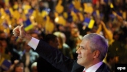 Predsednik Boris Tadić se obraća građanima tokom predizbornog skupa Demokratske stranke u Beogradu, 18. januar 2007.