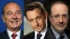France -- A combo photo of (L-R) former French presidents Jacques Chirac and Nicolas Sarkozy and French President Francois Hollande